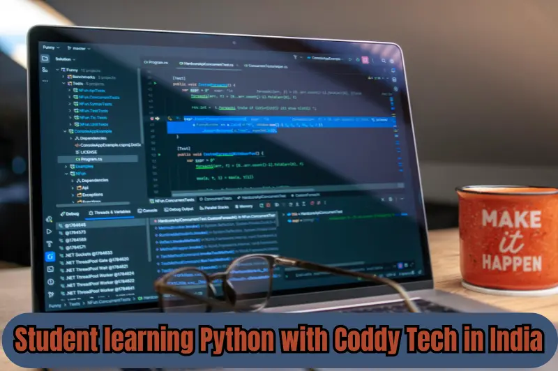 student learning python with coddy tech in India